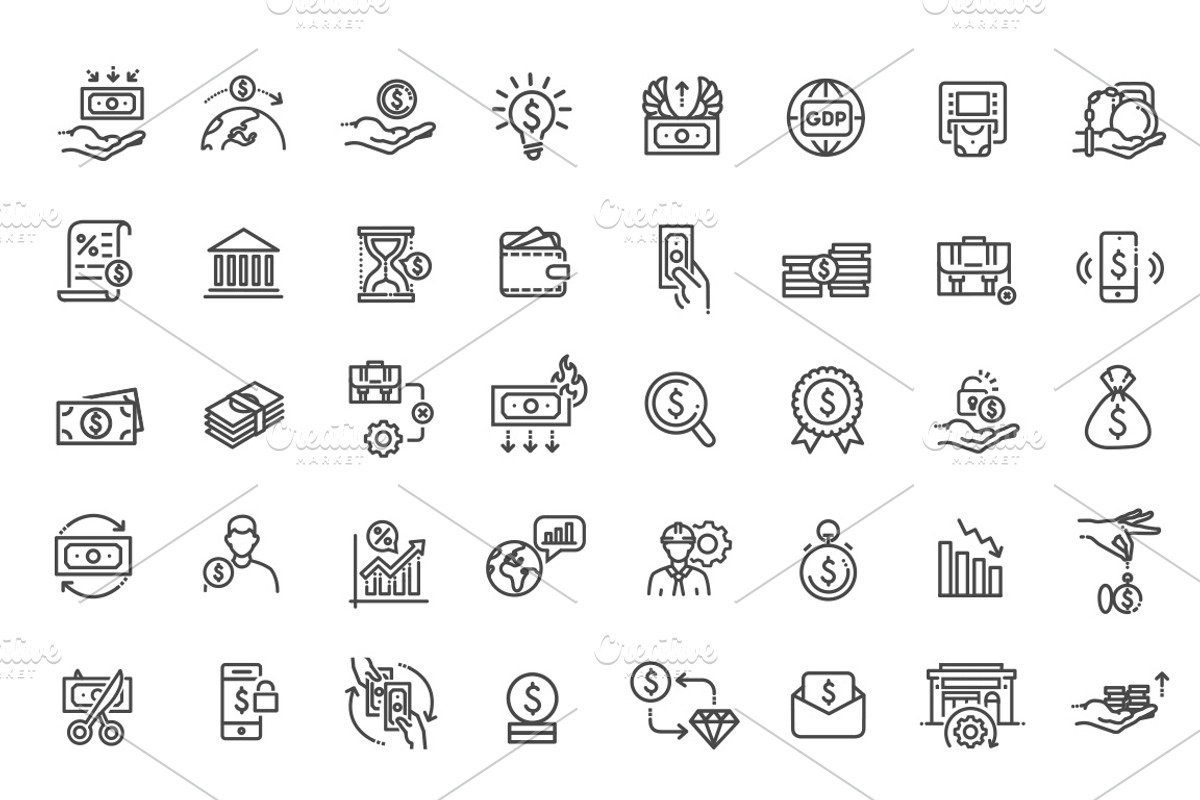 Macro Economy Icons, an Outline Icon by Tettygreen (Photo 2 of 2)