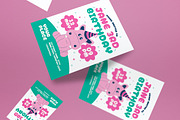 Blue Pink Kids Birthday Invitation, an Invitation Template by graphicook (Thumbnail 2 of 3)