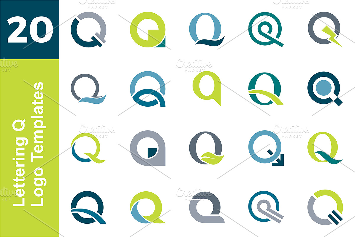 20 Logo Lettering Q Template Bundle, a Branding & Logo Template by Acongraphic (Photo 1 of 21)