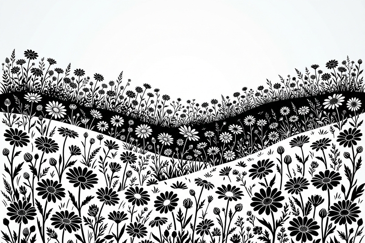 60 Daisy Flower Field Silhouette, a Seasonal Illustration by Amazin_art (Photo 29 of 35)