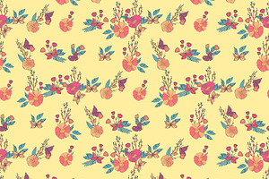 Butterflies And Flowers. 12 Patterns