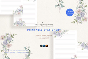 Floral Stationery Set - Notepad, a Stationery Template by slowlivecreate