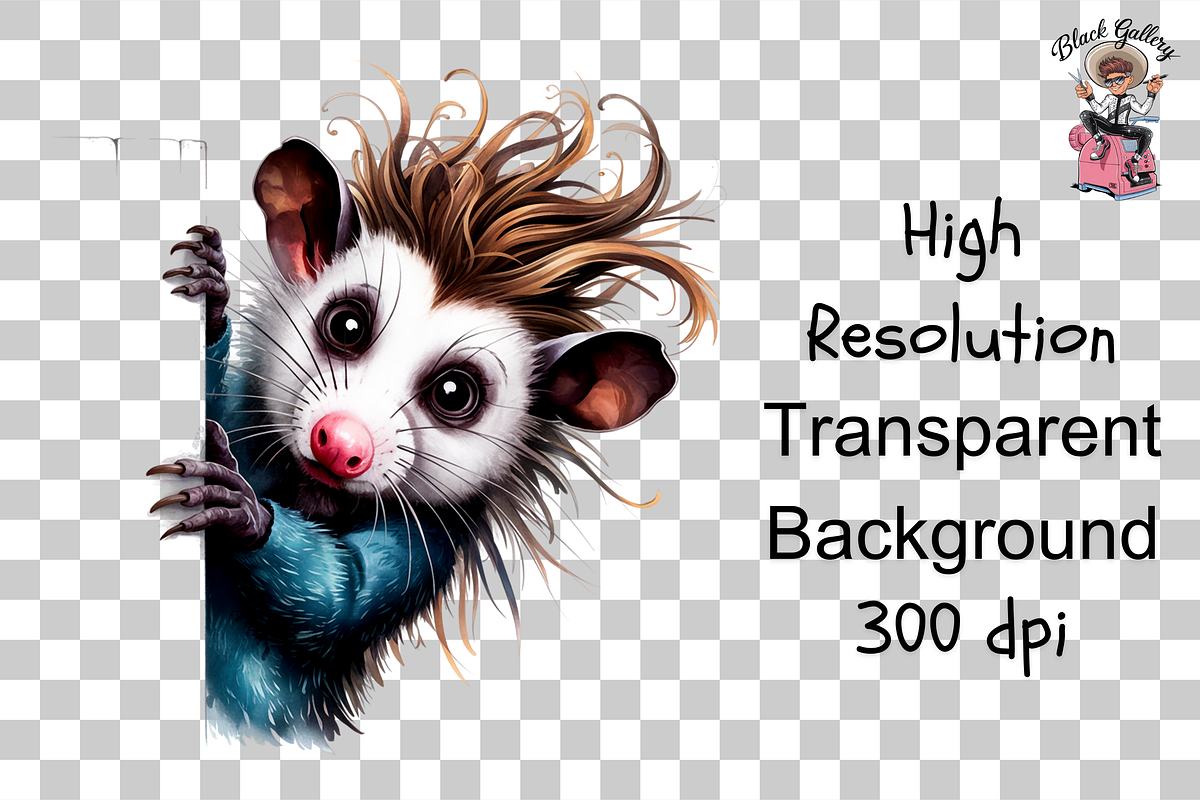 Cute Opossum PNG Clipart Bundle, a Graphic by Clipart Bloom (Photo 11 of 11)