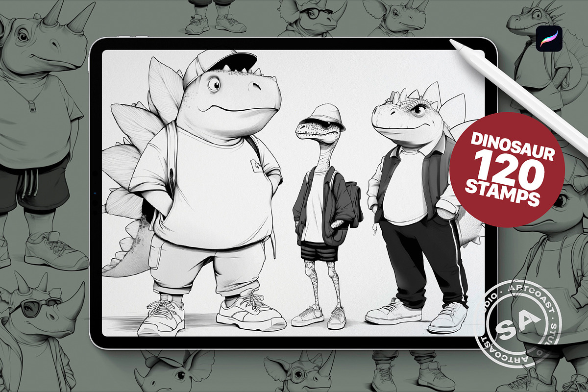 Procreate Paleo Pop Stamps, a Shape Add-On by Spasibenko Art (Photo 3 of 4)