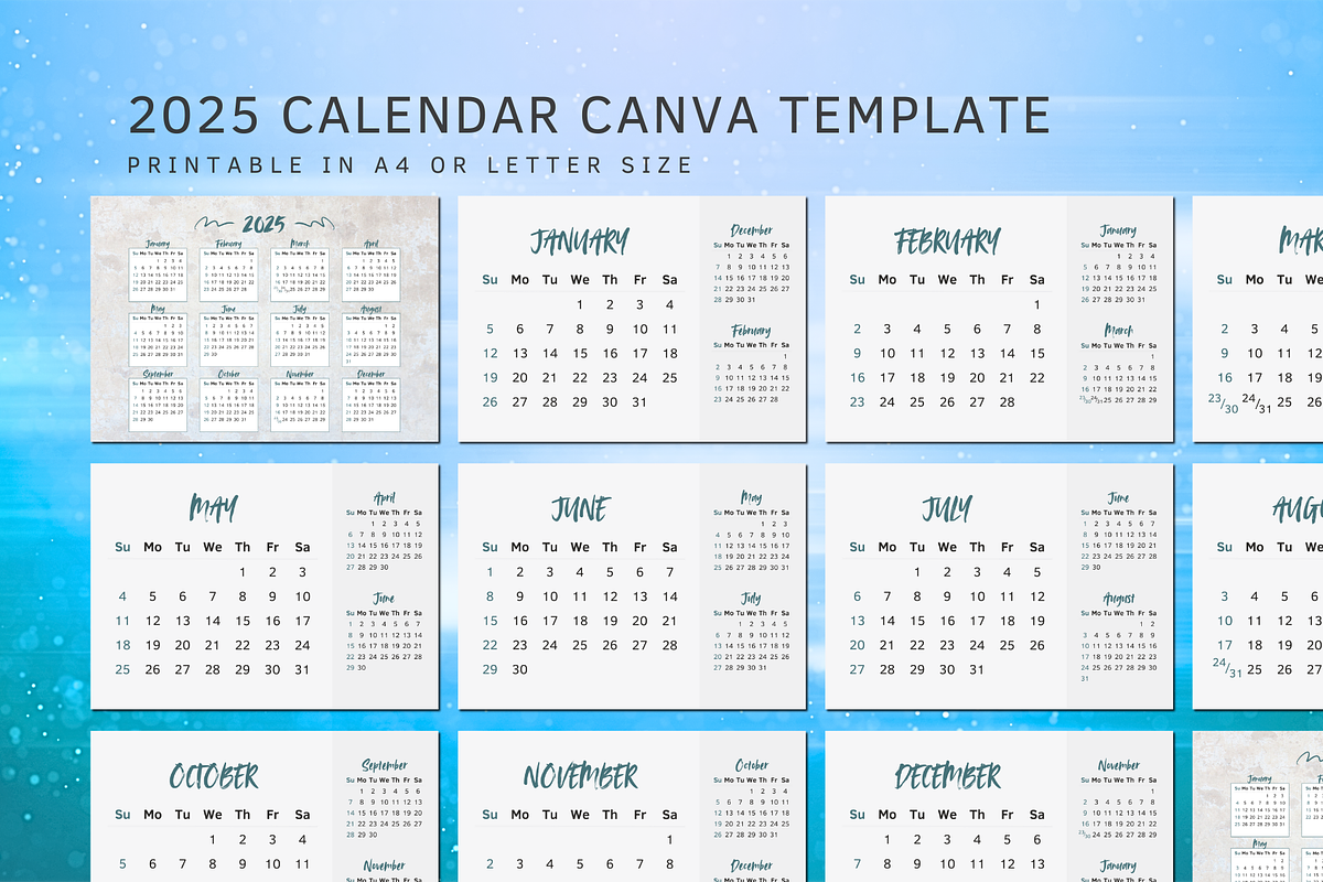 2025 CALENDAR CANVA TEMPLATE, a Stationery Template by The Little Lily Studio (Photo 4 of 5)