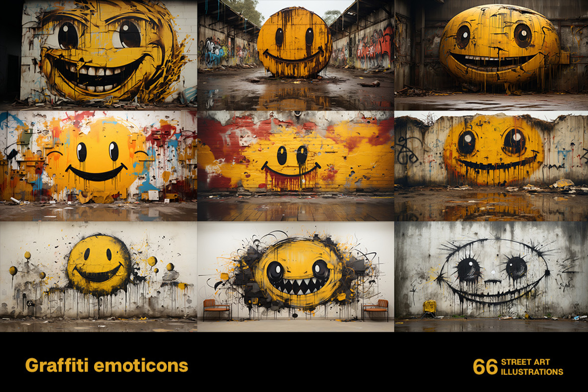 Graffiti emoticons. 66 images, a Decorative Illustration by Handmadefont (Photo 10 of 13)