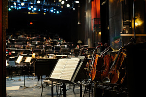 Musicians prepare for a performance, a Photo by Tanuart