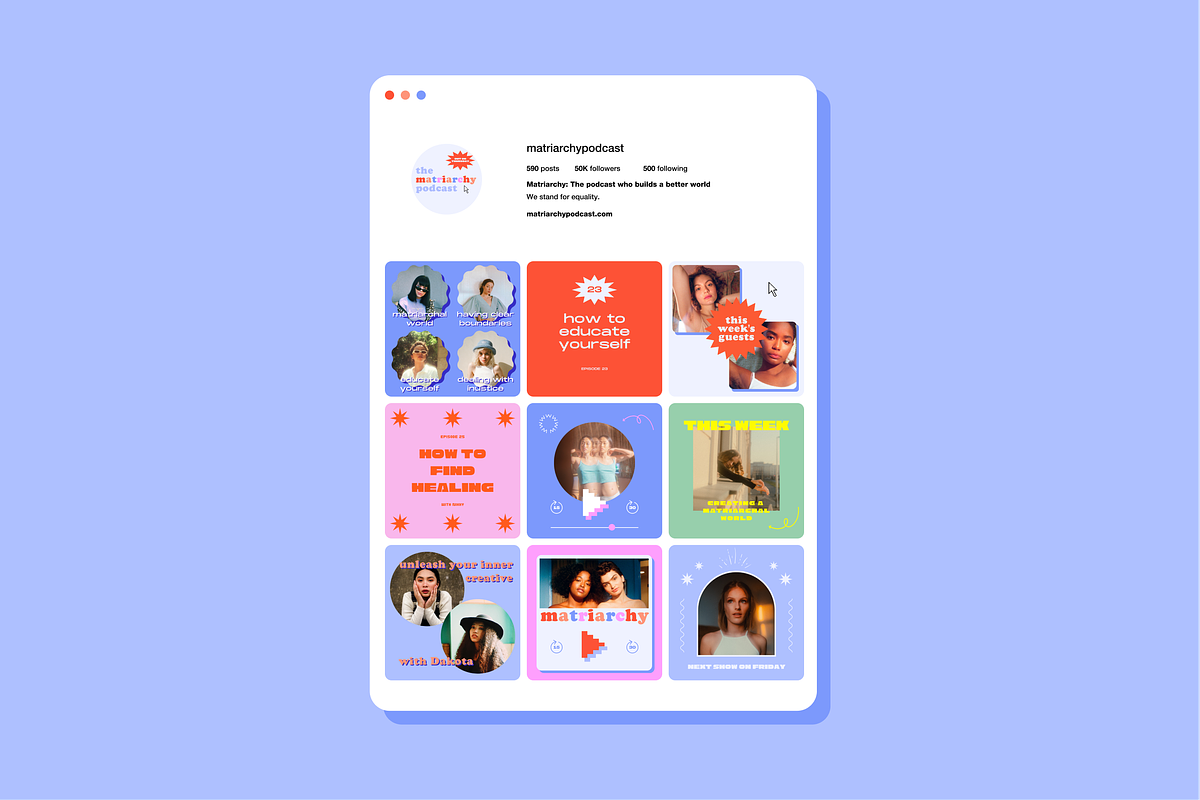 Matriarchy Canva Retro Podcast Insta, a Social Media Template by Luna Studio (Photo 2 of 7)