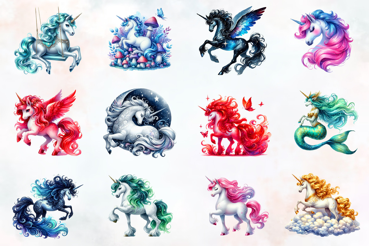 Fantasy unicorn clipart, an Illustration by RobertsArt (Photo 2 of 4)