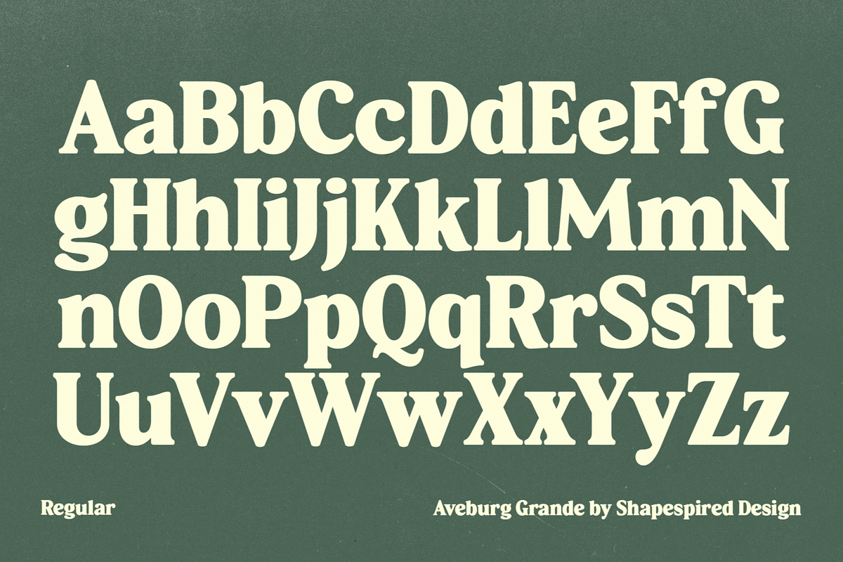 Aveburg Grande - Retro Chunk, a Serif Font by Shapespired Design (Photo 18 of 22)