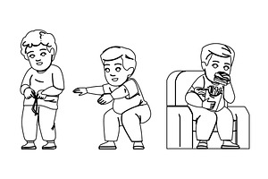 obese overweight kid boy vector, a Person Illustration by pikepicture