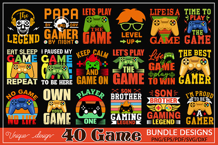 Gaming & Gamer T-shirt Design Bundle