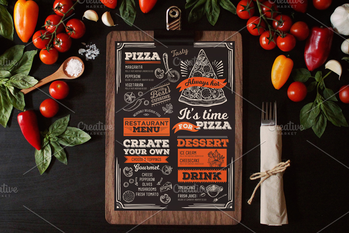 Vintage food menu MockUps, a Print Template by BarcelonaShop (Photo 5 of 7)