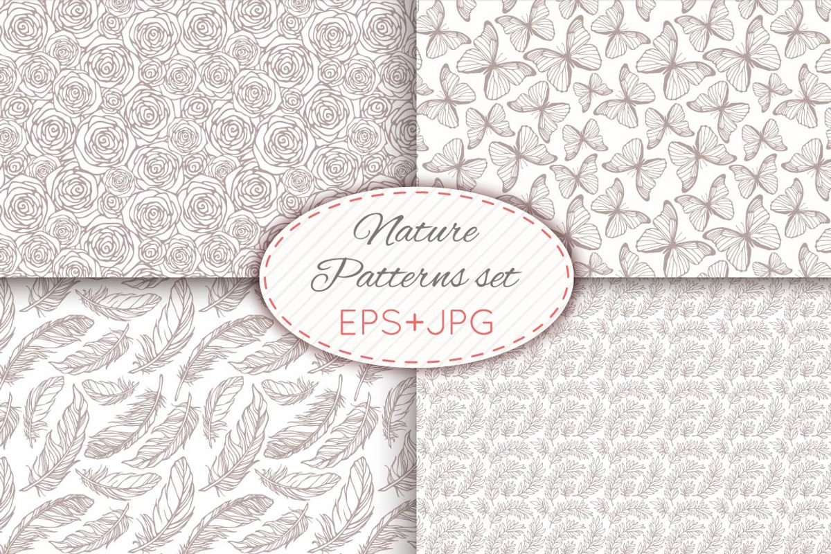 28 nature seamless patterns set