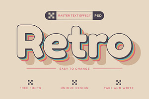 Retro Color - Editable Text Effect,