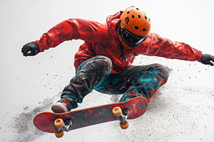 Skater performing an impressive tric, a Photo by Tanuart