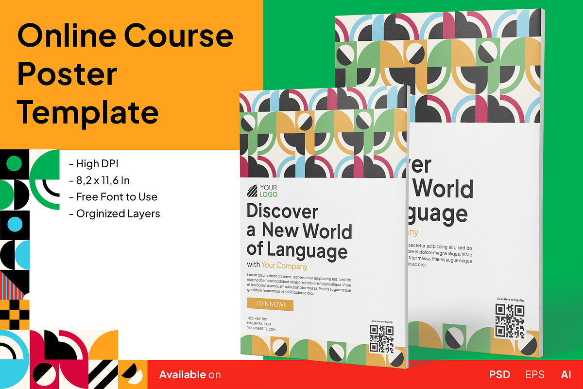 Language Course Poster, a Poster Template by Esensifiksi.studio (Photo 1 of 3)
