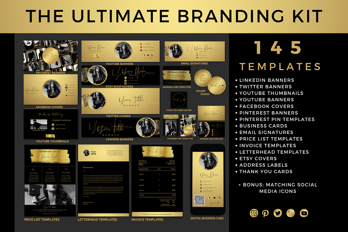 Black & Gold | Business Branding Kit, a Stationery Template by CoCreatorDesigns (Photo 1 of 10)