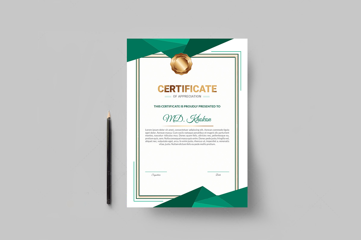 Elegant Certificate Design Template, a Stationery Template by MRI STUDIO