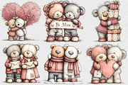 Teddy Bear Valentine Day Clipart, an Illustration by DreamCafeArt (Thumbnail 2 of 6)