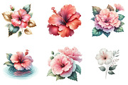 Hibiscus Flower Watercolor Clipart, an Illustration by DreamArtGraphic (Thumbnail 4 of 5)