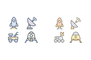 Icons representing space exploration, a Technology Illustration by ZinetroN