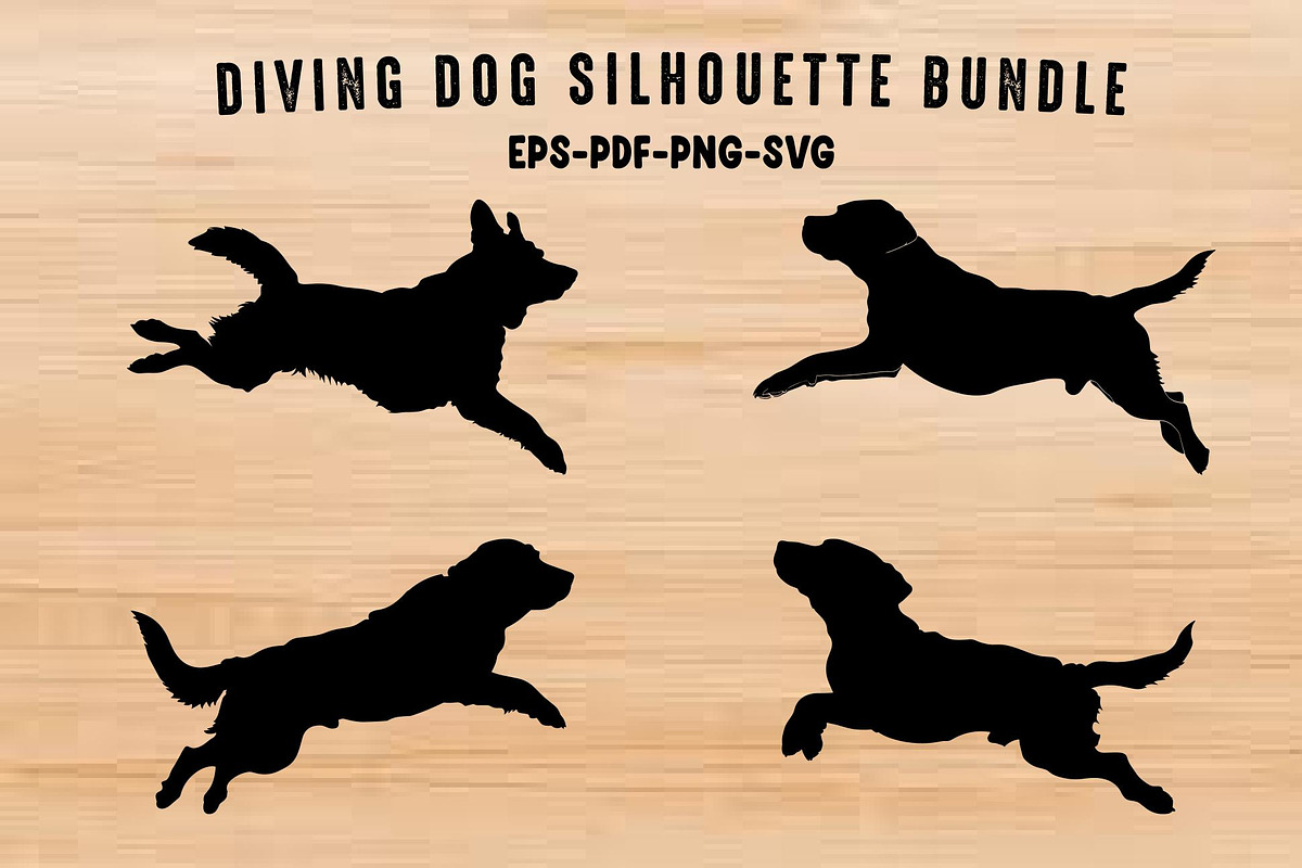 Diving Dog Silhouette SVG Set, an Animal Illustration by Gfx Expert Team (Photo 1 of 3)