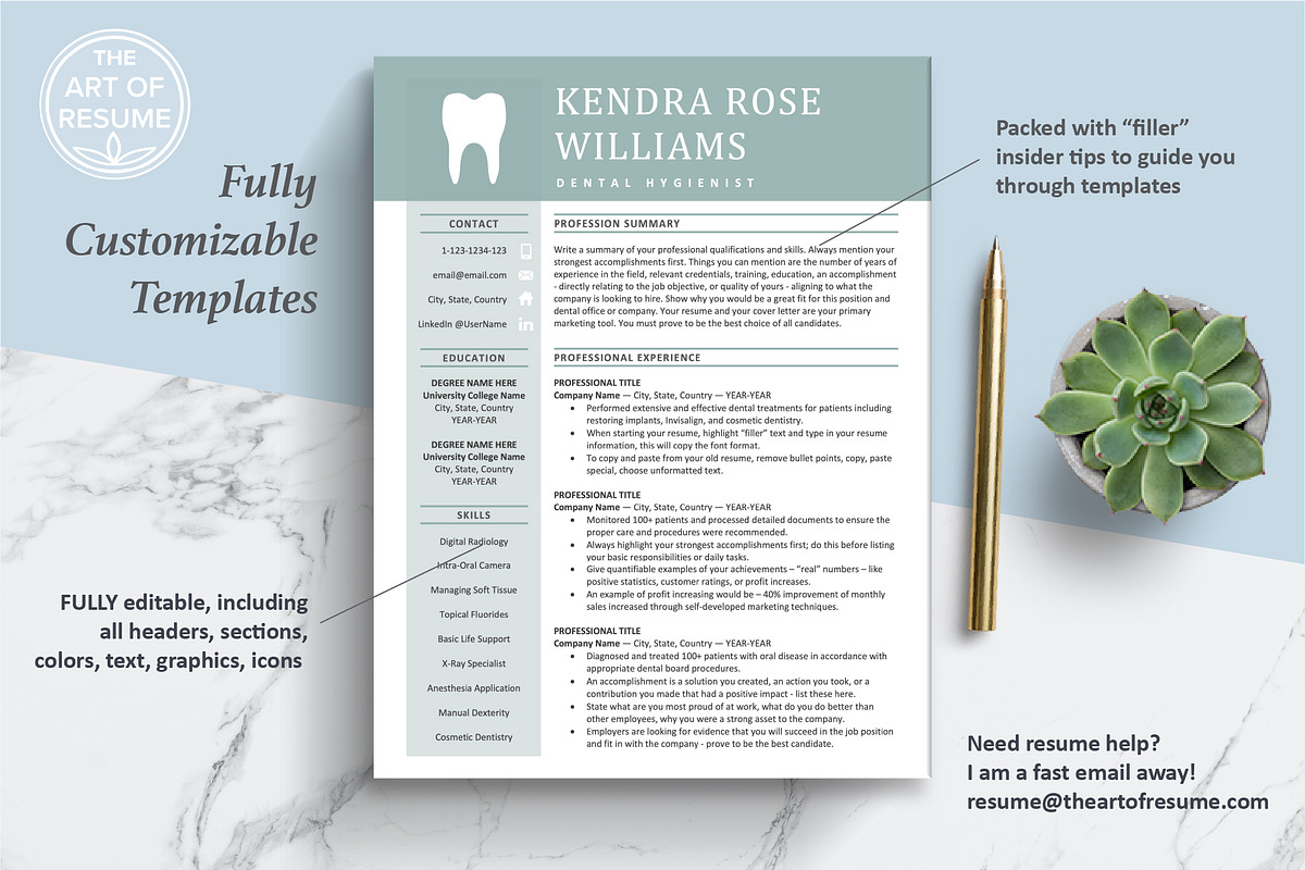 Dental Hygienist Resume | Dentist CV, a Resume Template by The Art of Resume (Photo 4 of 8)