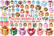 Festive Holiday Gift Box Clipart, an Illustration by Sublimation Artist (Thumbnail 1 of 6)