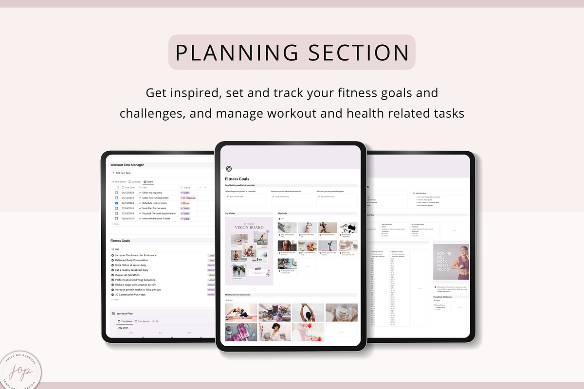 Notion PLR Template Workout Planner, a Templates & Theme by Julia On Purpose (Photo 4 of 10)