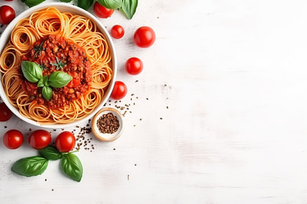 Tasty Italian pasta bolognese in plate. Generative AI, a Food & Drink Photo by AlyaAnd