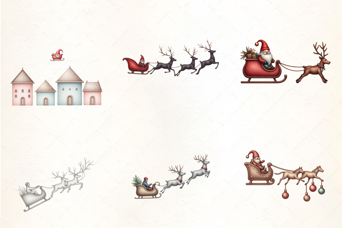 Santa Claus Sleigh Silhouette Clipar, an Illustration by CrexoraLab (Photo 2 of 5)