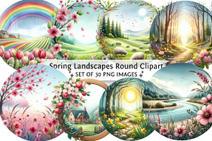 Watercolor Spring Landscapes Round C, an Illustration by DreamPrint404