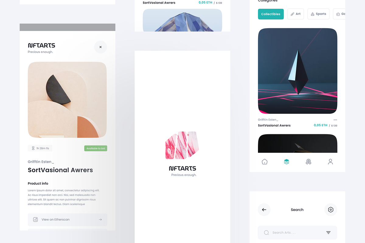 NFTARTS - NFT Apps UI KIT, an App Template by Vektora Studio (Photo 5 of 6)