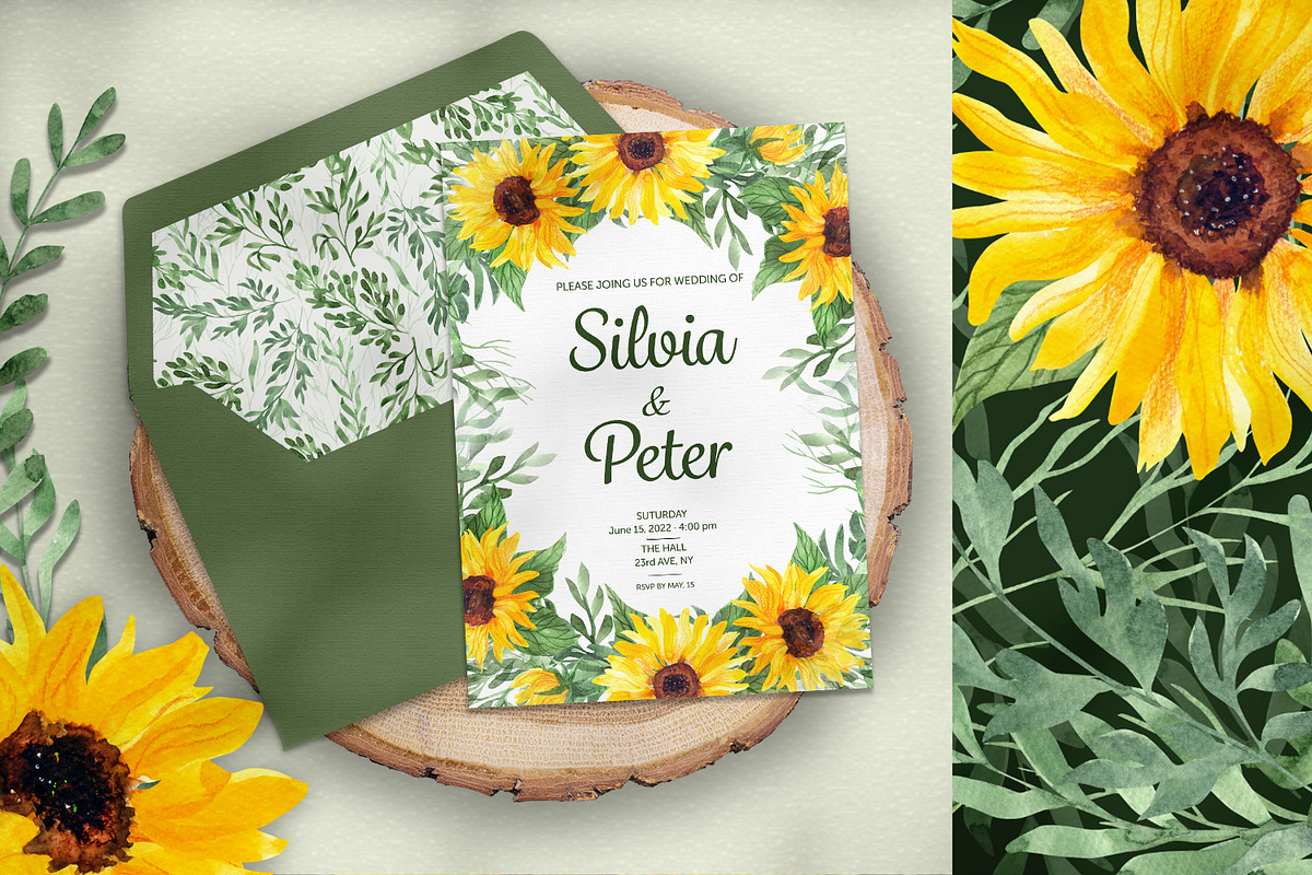 Sunflowers Watercolor Collection, an Illustration by Anna Druzhkova (Photo 11 of 14)