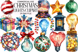 Christmas Lights Clipart, an Illustration by Daily.Designs