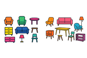 Colorful furniture illustrations, an Object Illustration by ZinetroN