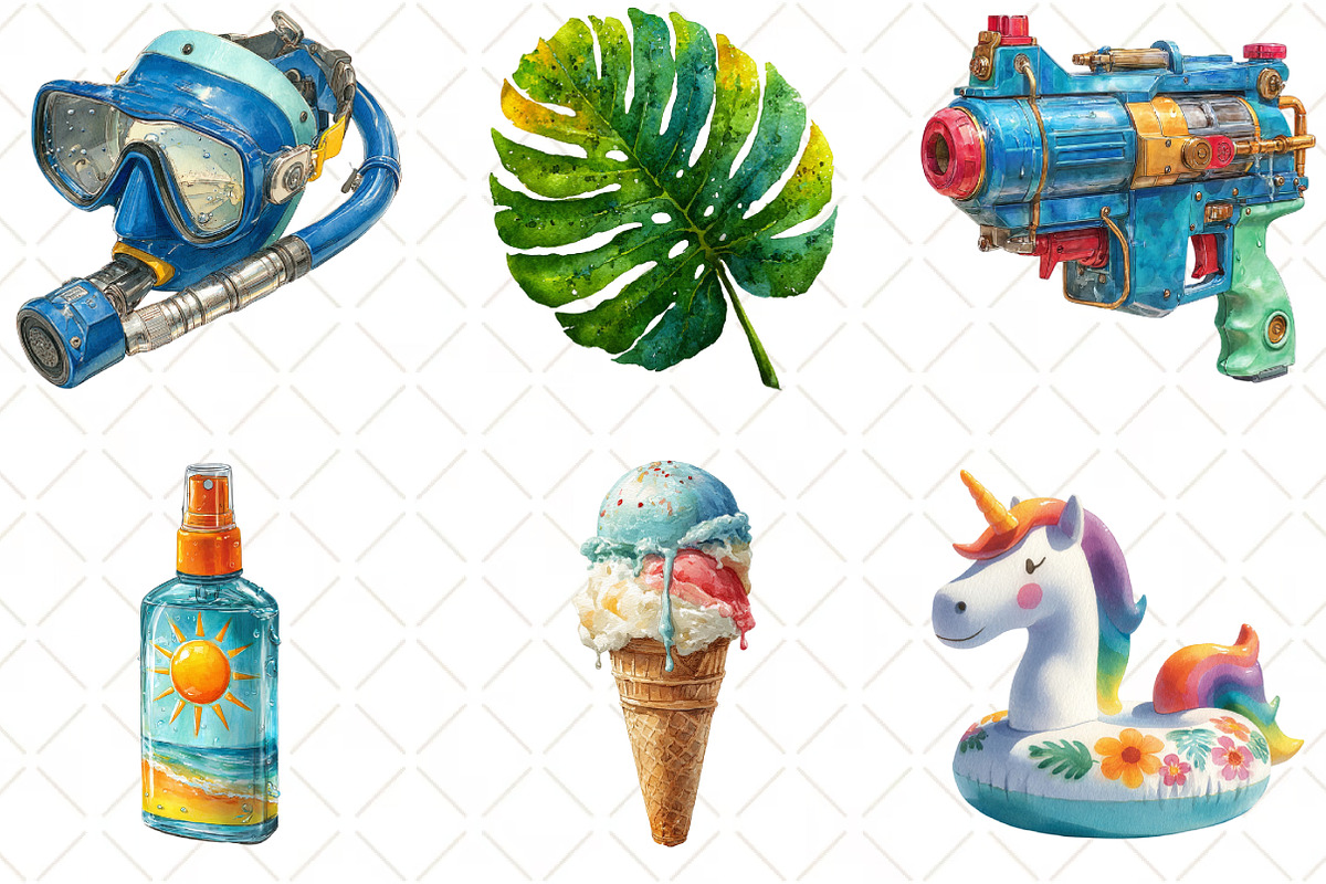 Water Park Watercolor Collection, an Illustration by Black Bird Studio (Photo 2 of 6)