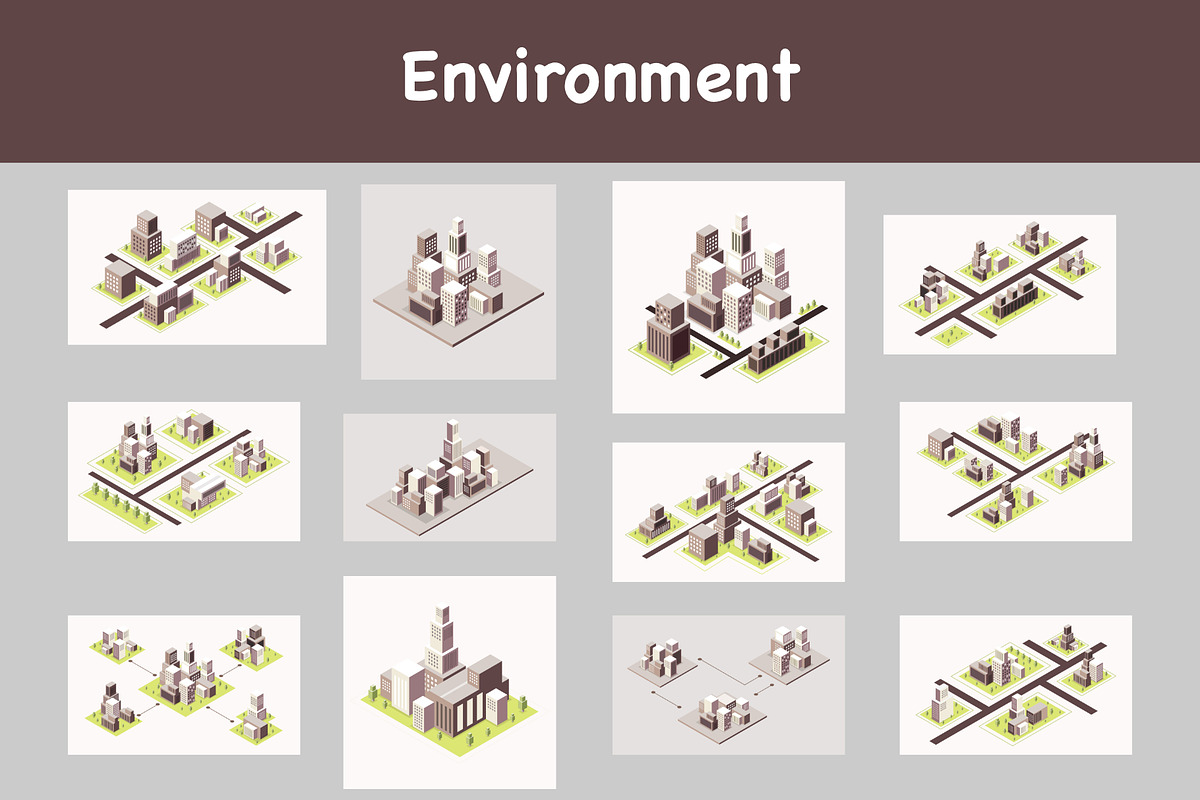isometric building city and road, an Object Illustration by foxndeer (Photo 1 of 4)