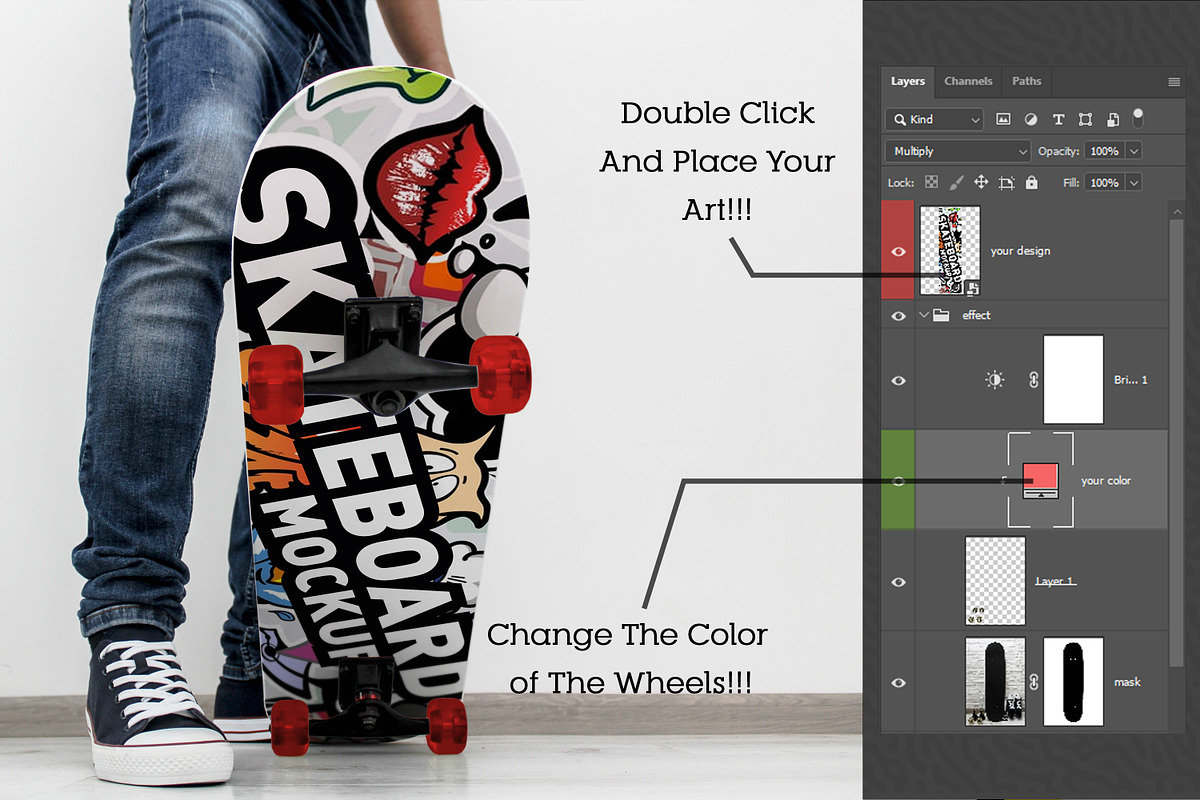 Skateboard Mockup #41, a Shirt Mockup by alexandeerco (Photo 2 of 5)