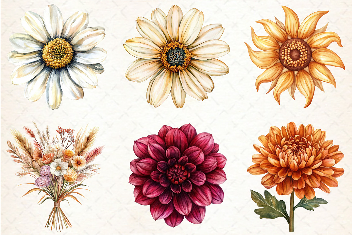 Fall Flowers Clipart, an Illustration by Libby Wishes (Photo 2 of 6)