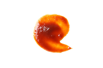 Barbeque sauce spot isolated on white background, top view
