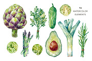 Green Vegetables. Watercolor Bundle, an Illustration by Olga Olmix (Thumbnail 2 of 10)
