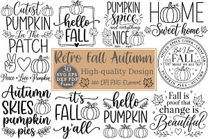 Retro Fall Autumn SVG Bundle, a Seasonal Illustration by Rose Art