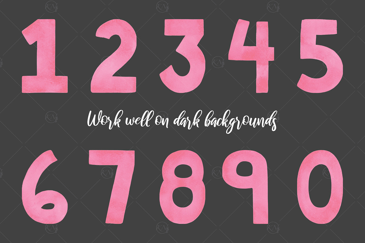 Pink Numbers Watercolor Graphics, an Illustration by Kileen Nicole Art (Photo 4 of 5)