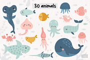 Under the sea cute clipart for kids, an Animal Illustration by Leysan Shayak (Thumbnail 2 of 11)