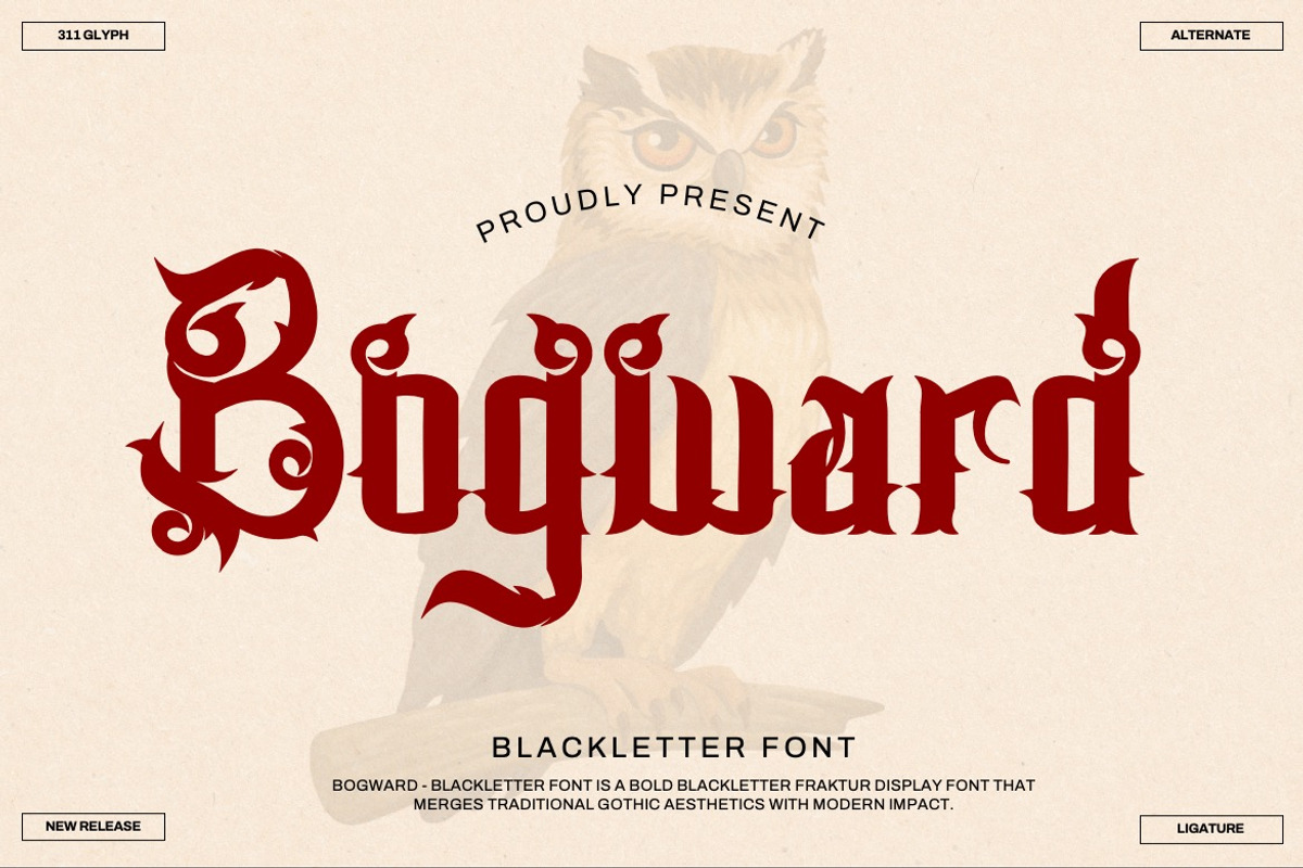 Bogward - Blackletter Font, a Blackletter Font by Dhabee (Photo 1 of 16)
