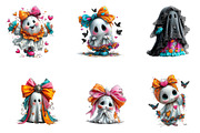 Coquette Bow Ghosts Halloween, a Seasonal Illustration by CreationArt (Thumbnail 5 of 5)