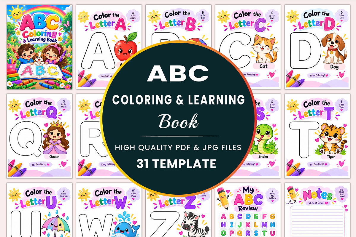 ABC Coloring & Learning Book, a Stationery Template by Shumaya (Photo 1 of 4)