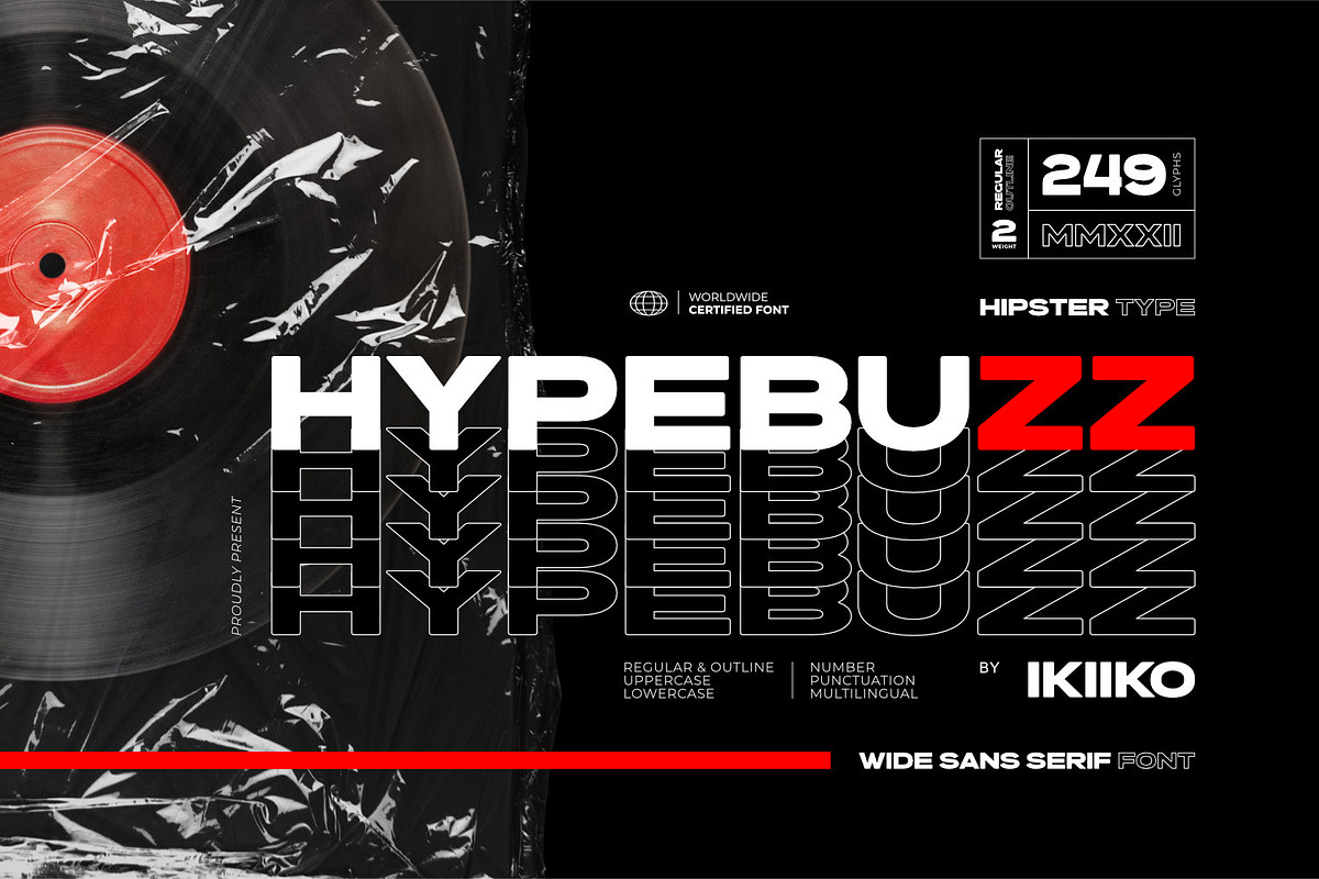 Hypebuzz - Hipster Type, a Sans Serif Font by ikiiko (Photo 1 of 6)